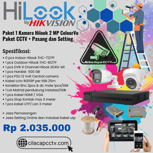 Paket 1 Kamera Hilook ColorVu 2 MP