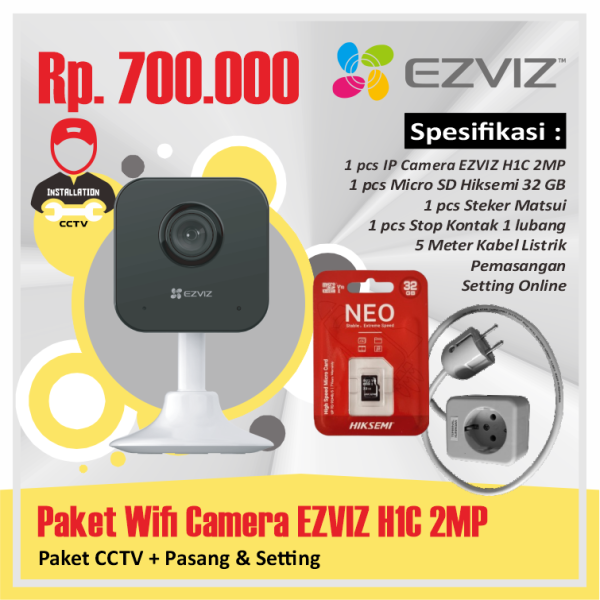 Paket Wifi Camera EZVIZ H1C 2 MP